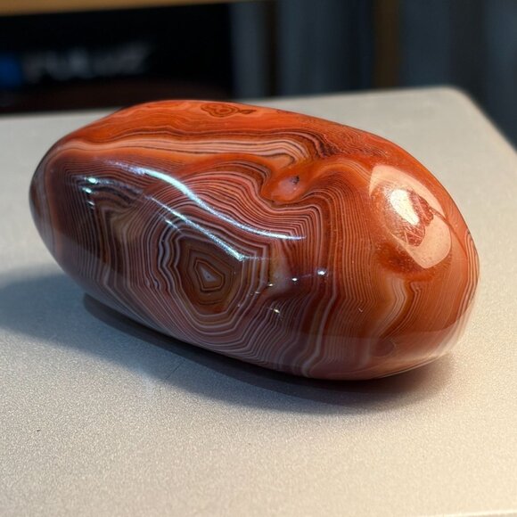 Large Polished Banded Agate Specimen 3.5” — Red Lace Agate Display Stone - Picture 3 of 6